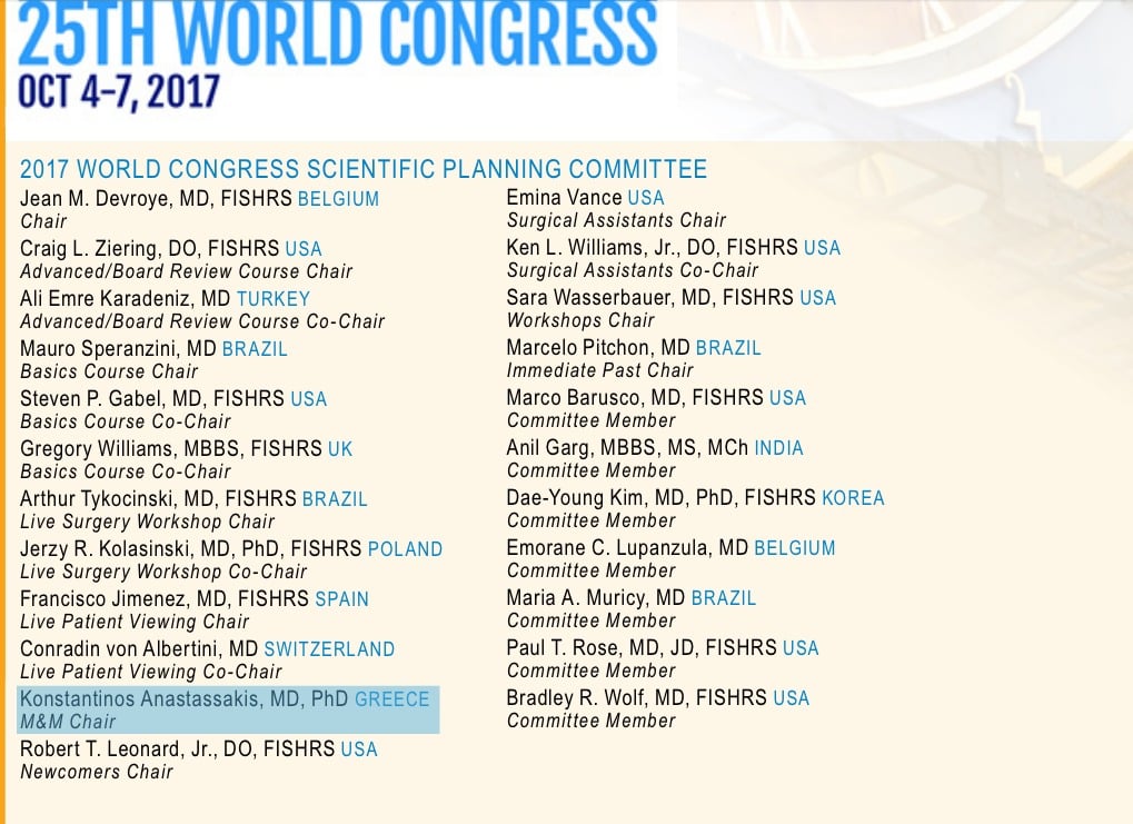 Dr. Anastasakis Comitee στο ISHRS Prague 2017